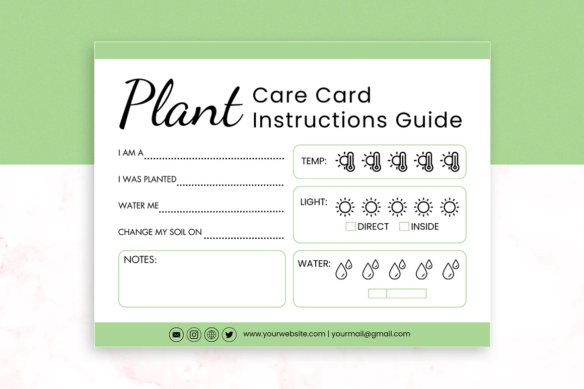 Plant Care Card Canva Template