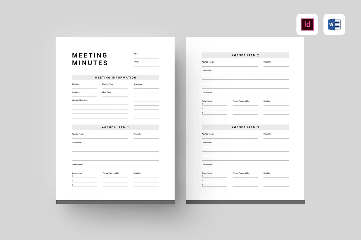 Meeting Minutes | Pdf, MS Word, Indd